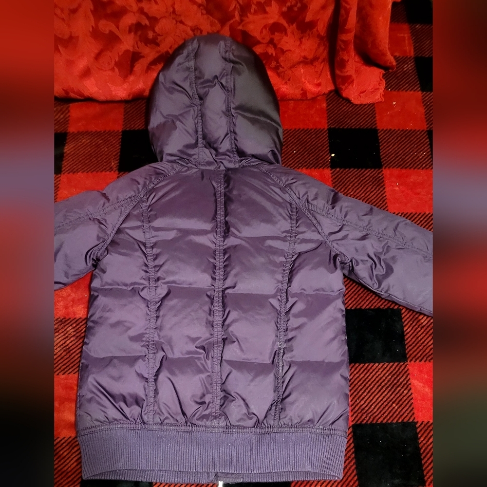 Juicy Couture dark purple down hooded bomber jacket with gold buttons Size Small - Picture 13 of 15